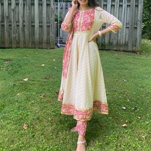 Beige Anarkali – Festive Wear (Size 4-6)